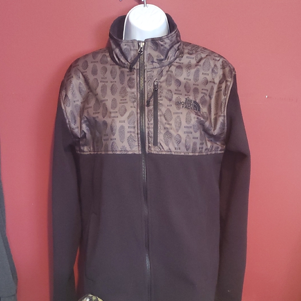 The North Face Men's Patterned  black/brown performance fleece jacket